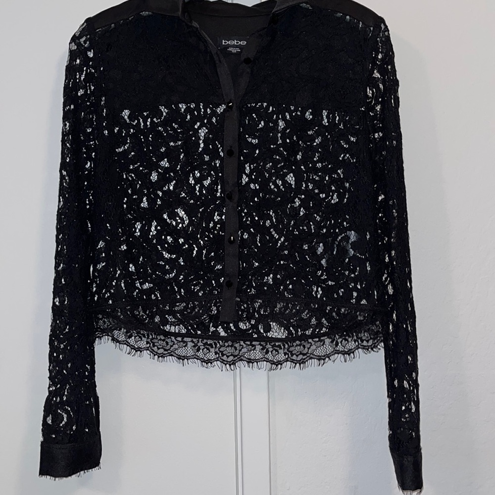 Crop lace long sleeve top